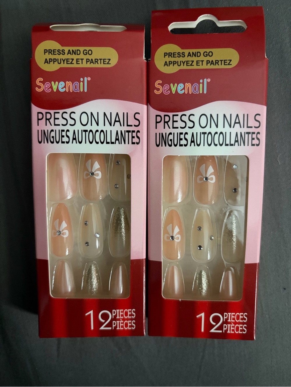 Nude & Gold Floral Press-On Nails - 2 Pack (24 Pieces)